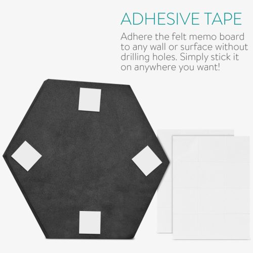 Σετ 6 εξαγωνικών πάνελ Navaris για σημειώσεις, 15x17,7 εκ., με καρφίτσες και αυτοκόλλητη ταινία, 46230.05