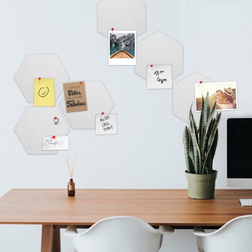 Σετ 6 εξαγωνικών πάνελ Navaris για σημειώσεις, 15x17,7 εκ., με καρφίτσες και αυτοκόλλητη ταινία, 46230.05