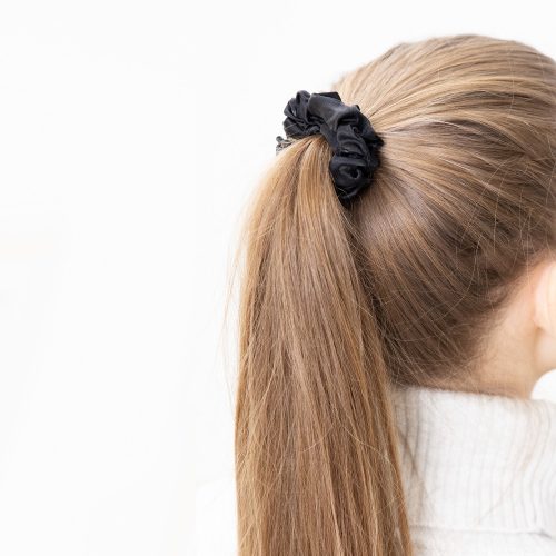 Σετ 2 κορδέλες μαλλιών από 100% ελαστικό μετάξι Navaris, Μαύρο, 52602.01.01