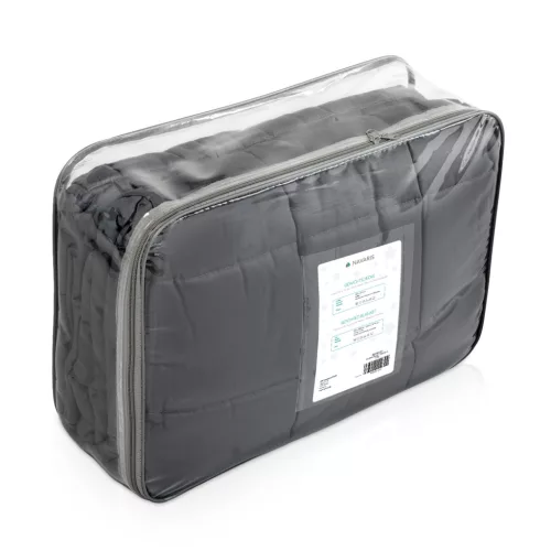 Patura grea Navaris, 135x200 cm, 4.8 kg, cu perle de sticla, gri, sticla/poliester/bumbac