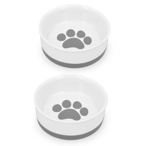 Σετ 2 πορσελάνινα μπολ Navaris για σκύλους και γάτες, 400 ml, Γκρι, 48520.02.22
