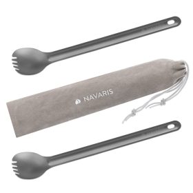   Σετ 2 x Titanium Spork με μακριά λαβή για κάμπινγκ Navaris, 21,5 cm, 52986,02