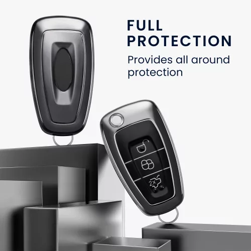Κάλυμμα κλειδιού αυτοκινήτου για Ford - 3 κουμπιά, σιλικόνη, μαύρο, 48039.95