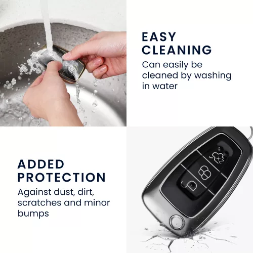 Κάλυμμα κλειδιού αυτοκινήτου για Ford - 3 κουμπιά, σιλικόνη, μαύρο, 48039.95