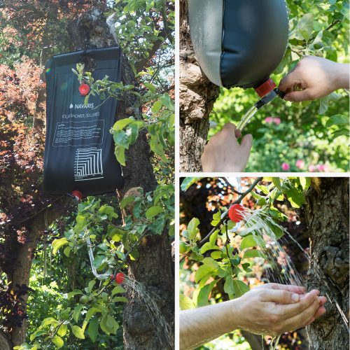 Σετ 2 x Navaris ηλιακό κάμπινγκ ντους με λάστιχο και βρύση, 20L, Μαύρο, 45686.03.01