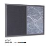 Tabla combinata Navaris, whiteboard magnetic si pinboard textil, 60x40 cm, accesorii, negru, textil/MDF