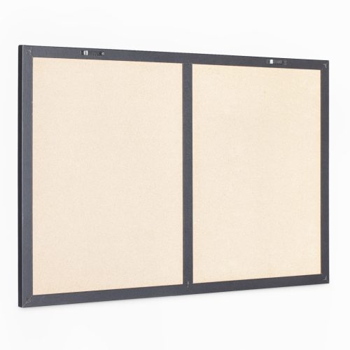 Tabla combinata Navaris, whiteboard magnetic si pinboard textil, 60x40 cm, accesorii, negru, textil/MDF