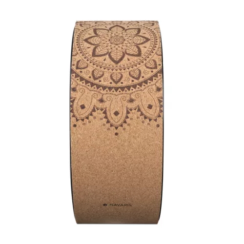 Roata yoga Navaris, 33 cm diametru, 13 cm latime, 150 kg, model natural, maro, EVA/polipropilena/pluta