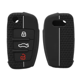   Θήκη κλειδιού αυτοκινήτου για Audi - 3 Κουμπιά, kwmobile, Σιλικόνη, Μαύρο, 53134.03