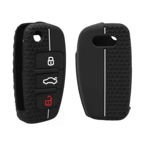 Θήκη κλειδιού αυτοκινήτου για Audi - 3 Κουμπιά, kwmobile, Σιλικόνη, Μαύρο, 53134.03