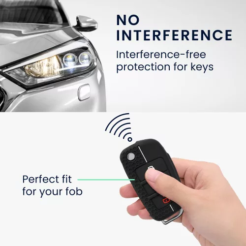 Θήκη κλειδιού αυτοκινήτου για Audi - 3 Κουμπιά, kwmobile, Σιλικόνη, Μαύρο, 53134.03