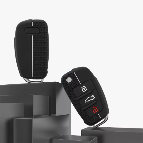Θήκη κλειδιού αυτοκινήτου για Audi - 3 Κουμπιά, kwmobile, Σιλικόνη, Μαύρο, 53134.03