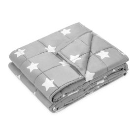   Patura grea Navaris, 135x200 cm, 4.8 kg, model stele, pentru somn linistit, gri, poliester/bumbac