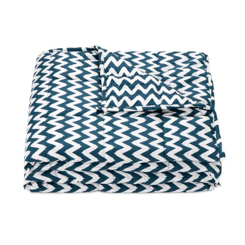 Patura grea Navaris, 135x200 cm, 8.8 kg, model zig-zag, pentru somn profund, gri, poliester/bumbac