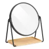 Oglinda cosmetica Navaris 1x/2x cu tava bambus, 17.5 cm diametru, 20.5 cm inaltime, maro, bambus
