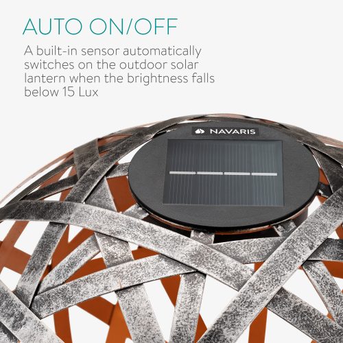 Ηλιακό φωτιστικό εξωτερικού χώρου Navaris, φωτισμός LED, 30 cm, Αυτόματο start/stop, 47543.09