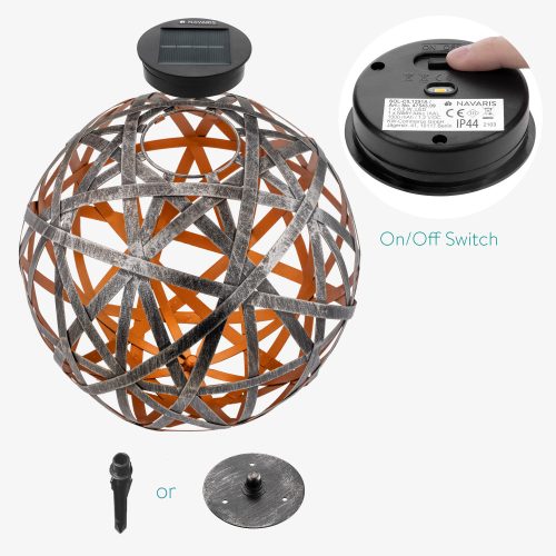 Ηλιακό φωτιστικό εξωτερικού χώρου Navaris, φωτισμός LED, 30 cm, Αυτόματο start/stop, 47543.09