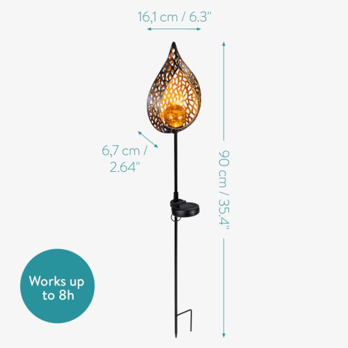 Set 2 Lampi solare Navaris LED, 16.5x6.5x90 cm, IP44, baterie AA 1.2V, 53309.01.02