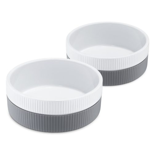 Σετ 2 μπολ για γάτες και σκύλους Navaris, Αντιολισθητικό, Γκρι, 53411.22