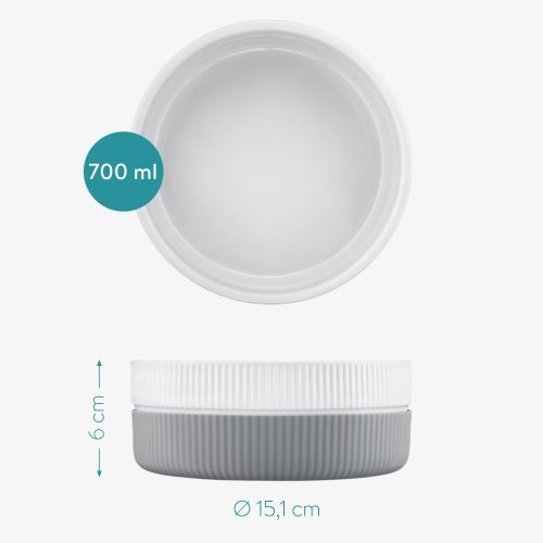 Σετ 2 μπολ για γάτες και σκύλους Navaris, Αντιολισθητικό, Γκρι, 53411.22