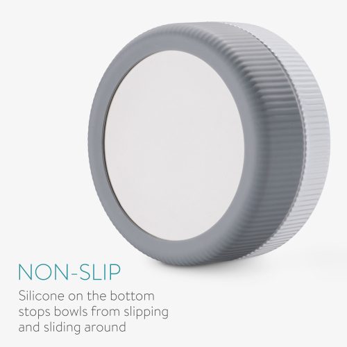 Σετ 2 μπολ για γάτες και σκύλους Navaris, Αντιολισθητικό, Γκρι, 53411.22