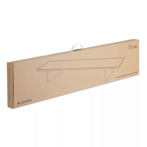 Suport dublu pentru monitoare Navaris, 109x23x12 cm, 50 kg, maro, lemn