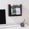 Suport reviste pe perete Navaris, 30x27x11 cm, capacitate 10 kg, negru, metal