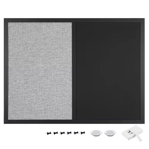Tabla combinata Navaris, creta magnetica si textil, 60x45 cm, accesorii, bej, textil/MDF