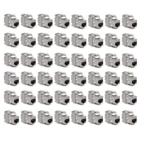   Σετ 48 βυσμάτων 10 Gbit CAT6A για καλώδια Ethernet RJ45, Kwmobile, Silver, Metal, 45358.48
