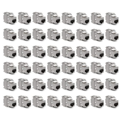 Σετ 48 βυσμάτων 10 Gbit CAT6A για καλώδια Ethernet RJ45, Kwmobile, Silver, Metal, 45358.48