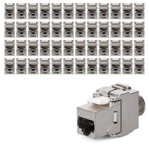 Σετ 48 βυσμάτων 10 Gbit CAT6A για καλώδια Ethernet RJ45, Kwmobile, Silver, Metal, 45358.48