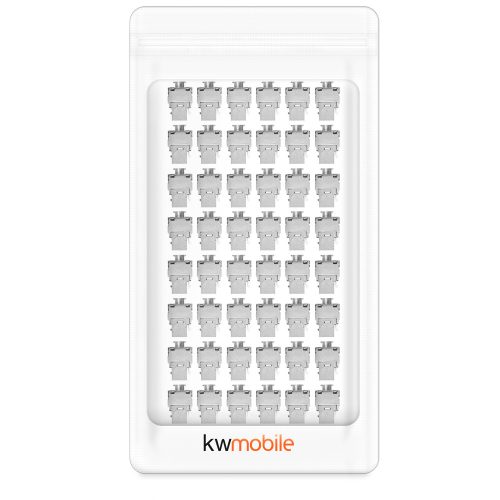 Σετ 48 βυσμάτων 10 Gbit CAT6A για καλώδια Ethernet RJ45, Kwmobile, Silver, Metal, 45358.48