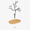 Suport bijuterii Navaris, arbore cu baza din bambus, 22x15.5x31 cm, organizare coliere, negru, bambus