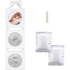   Navaris Baby Footprint Kit με Ξύλινο Πλαίσιο, Λευκό, 54252.01