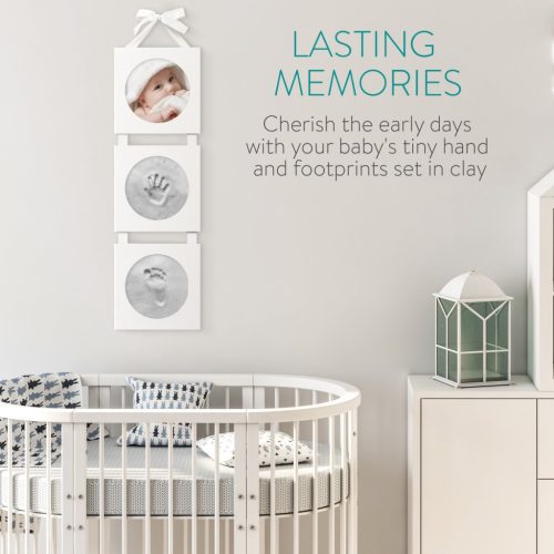 Navaris Baby Footprint Kit με Ξύλινο Πλαίσιο, Λευκό, 54252.01