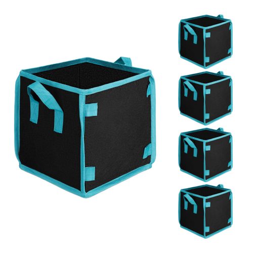 Set 5 bucati Grow Bags Square Navaris, 27x27x27 cm, material netesut, 54255.01