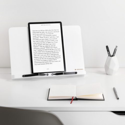 Βάση βιβλίου Navaris bamboo, 2 ρυθμιζόμενοι βραχίονες, 33 x 24 cm, Λευκό, 52801.2.02