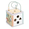 Cub activitati 5 in 1 Navaris din lemn, labirint + sortator + abac, 38x20x20 cm, multicolor, lemn