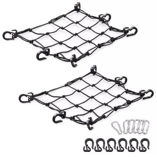 Σετ 2 δίχτυα φορτίου για μοτοσυκλέτες Navaris, 40 x 40 cm, Hooks, Carabiner, 54307.01