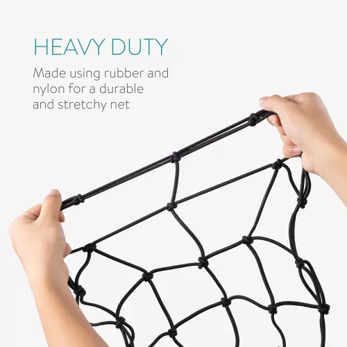 Σετ 2 δίχτυα φορτίου για μοτοσυκλέτες Navaris, 40 x 40 cm, Hooks, Carabiner, 54307.01