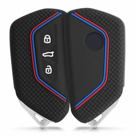   Θήκη κλειδιού αυτοκινήτου για VW / Skoda / Κάθισμα - 3 κουμπιά, kwmobile, σιλικόνη, μαύρο, 54313.01