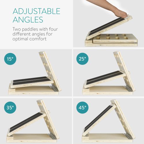 Ρυθμιζόμενη σανίδα άσκησης για τέντωμα των γάμπας Navaris, 4 Levels, Wood, 54275.02