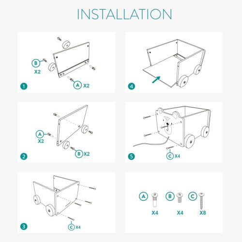 Cutie depozitare jucarii cu roti Navaris, model pisica, 25.5x24x20 cm, gri, textil/plastic