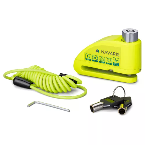 Κλειδαριά δίσκου μοτοσικλέτας Navaris με συναγερμό 110 dB, Αντικλεπτική κλειδαριά, 54573.02