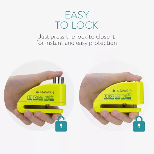 Κλειδαριά δίσκου μοτοσικλέτας Navaris με συναγερμό 110 dB, Αντικλεπτική κλειδαριά, 54573.02