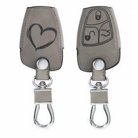   Κάλυμμα κλειδιού αυτοκινήτου για Mercedes Benz - 2-3 κουμπιά, kwmobile, Nubuck δέρμα, γκρι, 54576.01