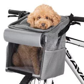   Navaris Pet Carrier Backpack for Bicycle, Polyester, Grey, 54595.22