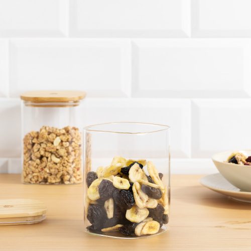 Σετ 3 βάζα αποθήκευσης Navaris με καπάκι από μπαμπού, 1000 ml, 54601.01.03