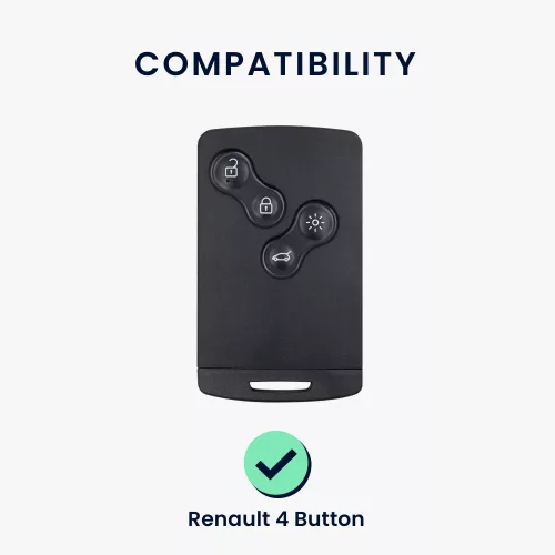 Κάλυμμα κλειδιού αυτοκινήτου για Renault - 4 κουμπιά - Keyless Go, kwmobile, Silicone, Black / White, 54808.02