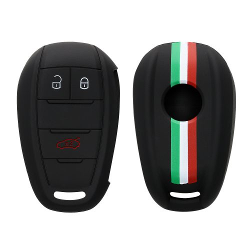Θήκη κλειδιού αυτοκινήτου για Alfa Romeo - 3 κουμπιά, kwmobile, σιλικόνη, μαύρο, 53855.02